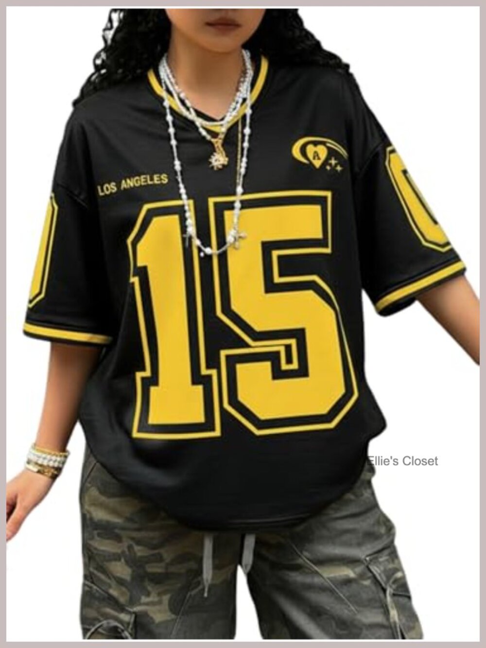 Womens Graphic Tee Loose Fit V Neck Short Sleeve Drop Shoulder Jersey